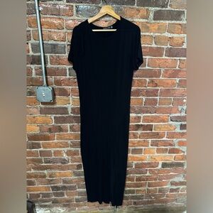 Boo Hoo Black Maxi Cotton Maxi Dress with Leg Slit Size 8
